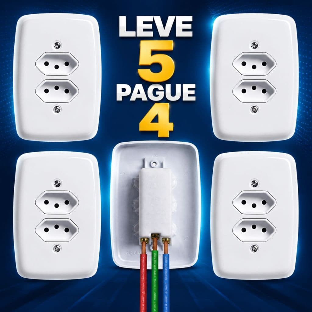 Tomada 20 Amperes Dupla Branca Kit 5 127V 220V 4x2 Pluzie