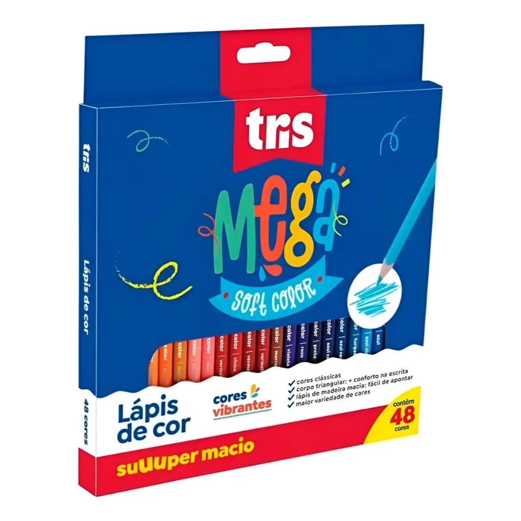 Lápis De Cor Mega Soft 48 Cores Macio Triangular - Tris