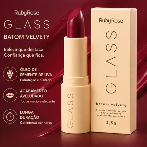Batom bala Velvety GLASS - By Ruby Rose