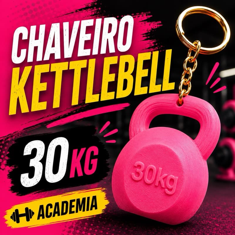 Chaveiro Kettlebell 30kg Academia Musculação Fitness Impressão 3D