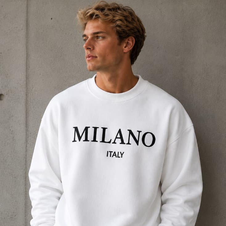 Moletom Careca MIlano Italy em Algodão Puro, Moletom Novo Estilo com Estampa Inverno
