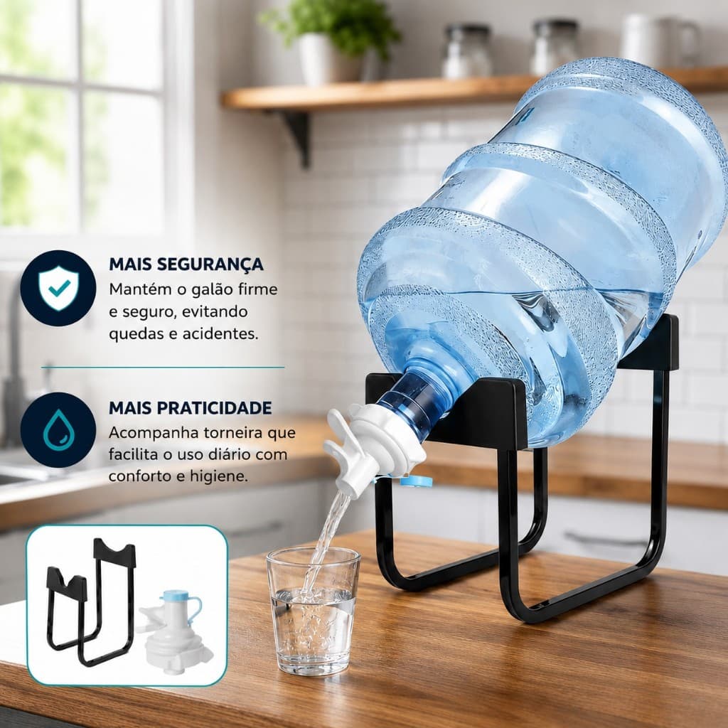 Suporte para Galão de Água  20LRemovivel  com Torneira  Dispenser de Água Base para Galão Resistente