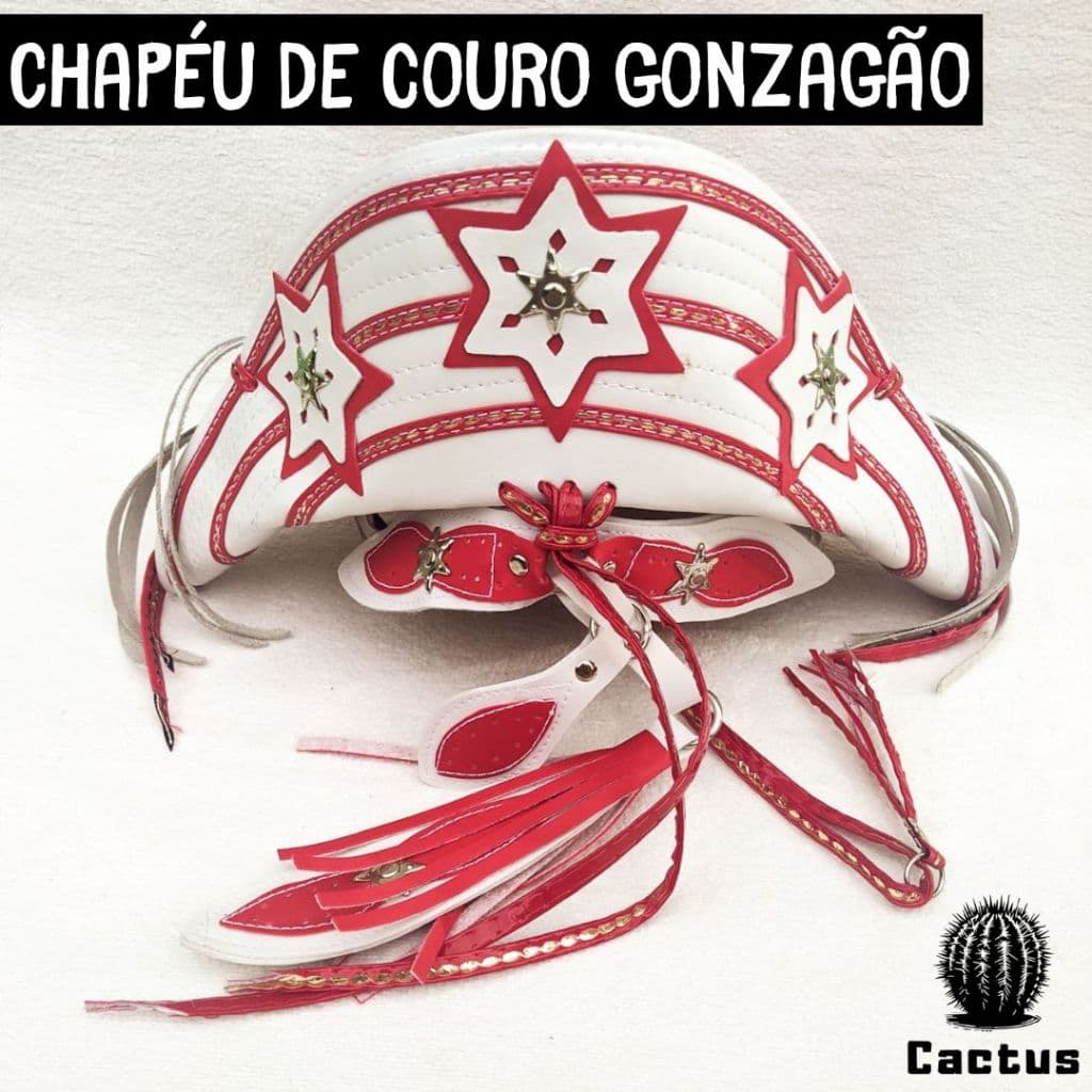 Chapéu de Couro Nordestino Gonzagão em Couro Legítimo Luíz Gonzaga Cangaceiro Lampião Festa Junina