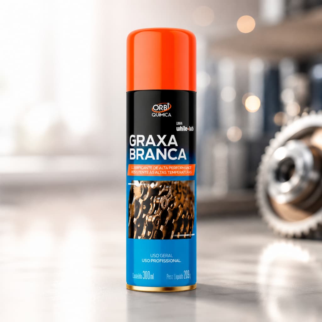 Graxa Branca Spray Lubrificante 300 ml Resistente Anti Ferrugem para Correntes e Rolamentos