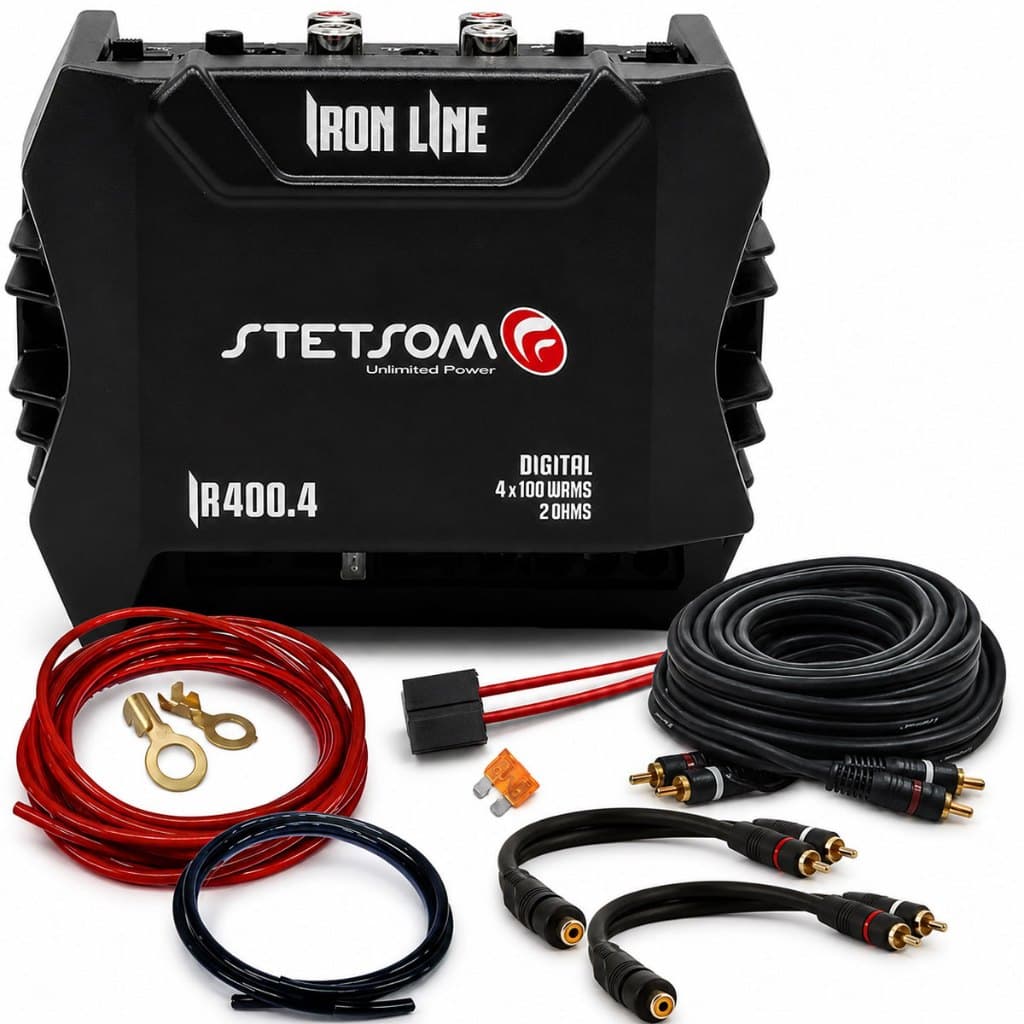 Módulo Amplificador Stetsom Iron Line IR 400.4 4 Canais + Kit Instalação