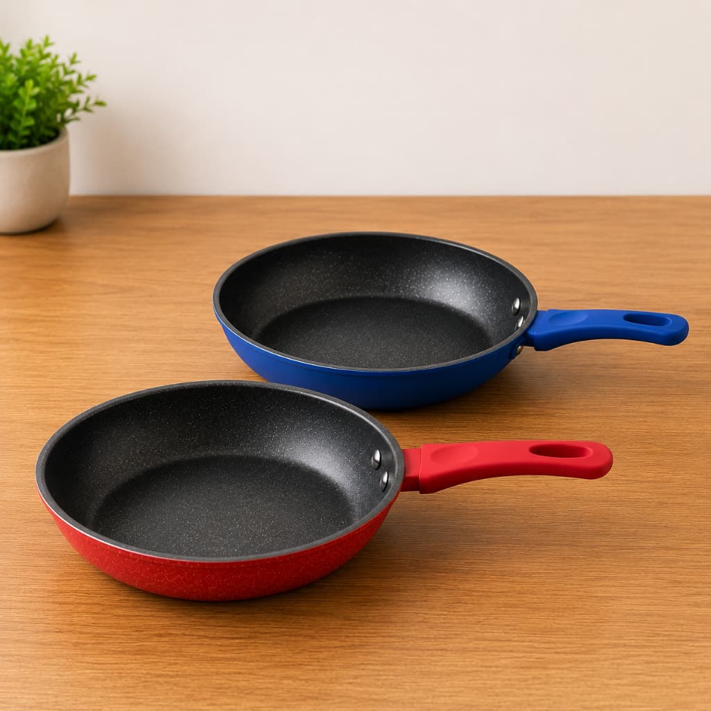 Frigideira Nanocerâmica 20cm Antiaderente Indução Alumínio 850ml Soft Touch - Cores Vermelha e Azul