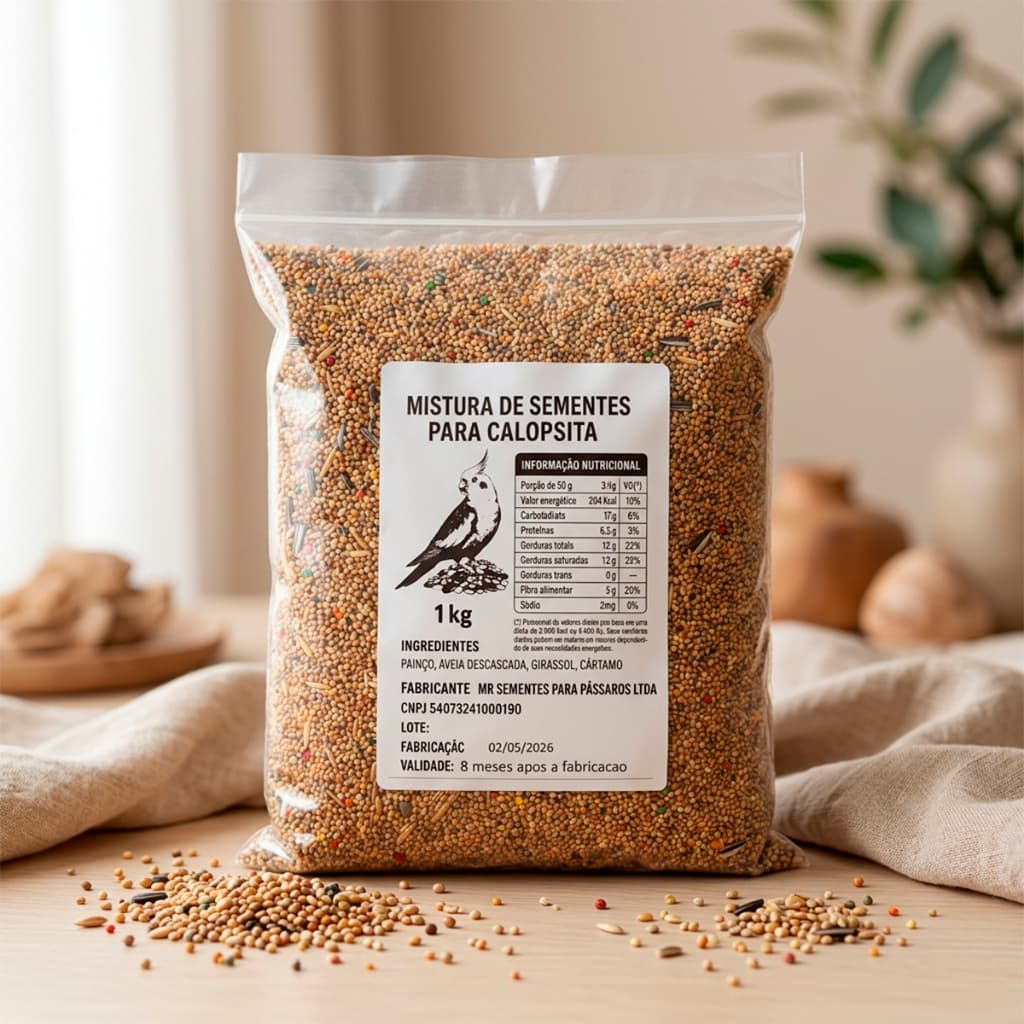 Mistura Calopsita Periquito Agaporne 1kg  Sementes de  Passaro Nutritiva
