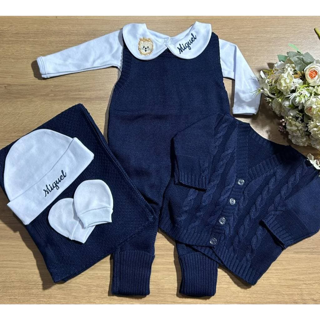 Saída Maternidade Conjunto Personalizado Tricot 6 peças bebê menina menino