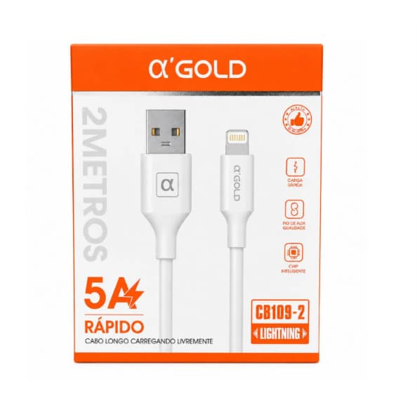 Cabo Carregador USB para Lightning com 2 Metros
