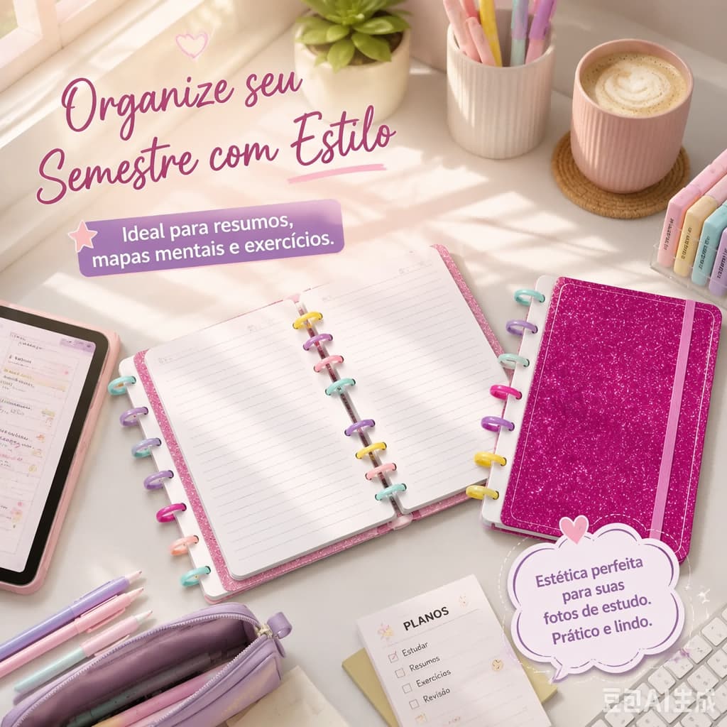 Caderno Inteligente  A5/B5 Grande Capa Dura 80 Folhas soltas Desenho e estudante