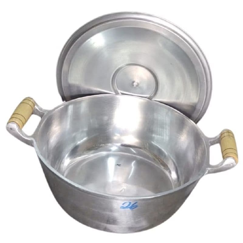 Kit 2 Panelas Caçarolas Grandes alumínio Grosso Fundido Batido 24 e 26 com Tampas