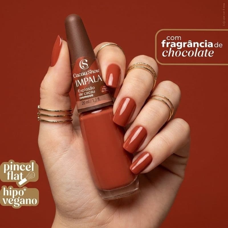 Esmalte Impala Cacau Show Fragrância de Chocolate Explosão de Cacau ou Ops, Acabou Perolado