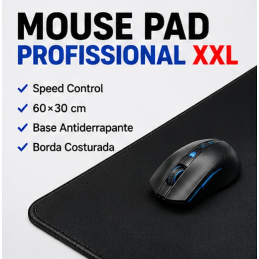 Mouse Pad Gamer 60x30cm Grande Profissional Base Antiderrapante Borda Costurada Speed para PC Notebook Escritório