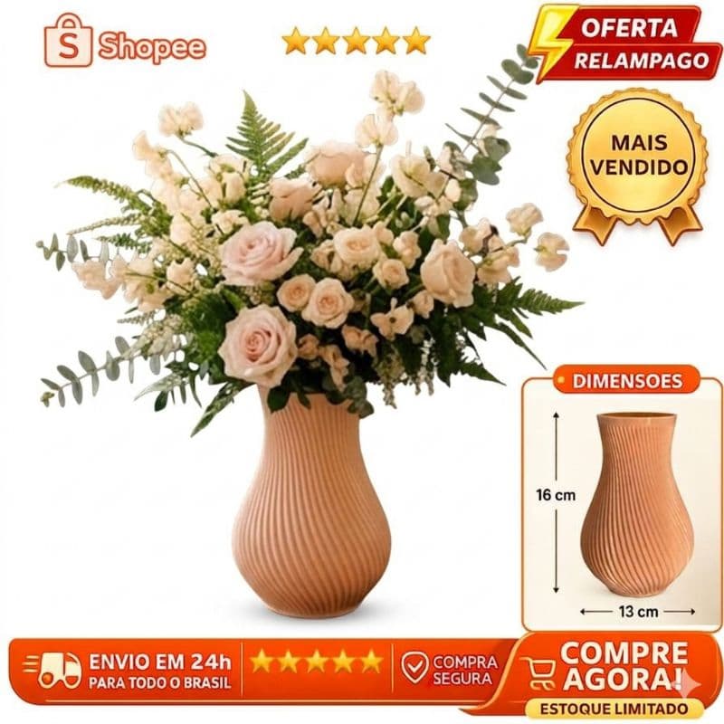 Vaso de flores Decorativo design moderno Sofisticada Elegante Minimalista