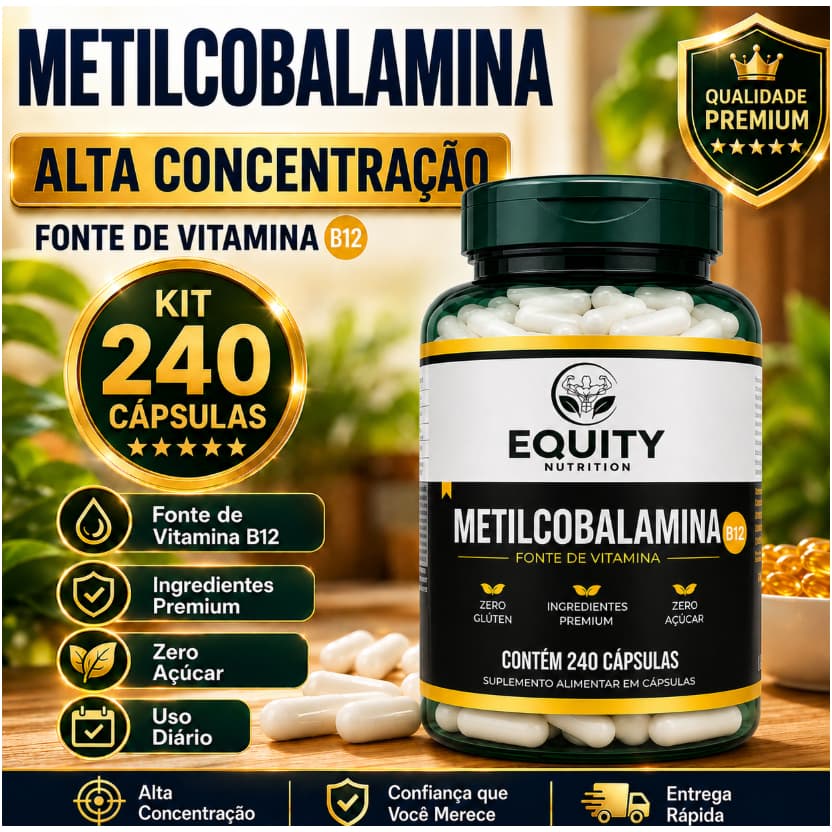 Metilcobalamina B12 9,94ui 240 Cápsulas Alta Absorção Concentração Premium Equity Nutrition
