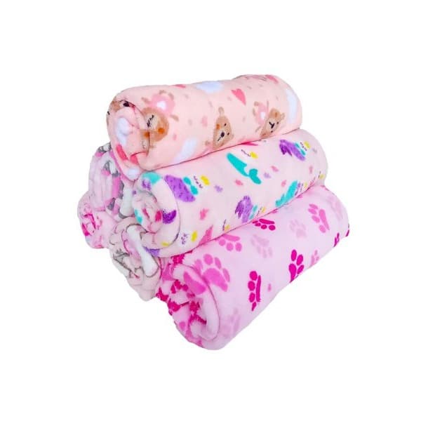 Cobertor Flannel Infantil Baby Rosa e Azul Estampado - Toque Super Macio Aveludado - Sortidos