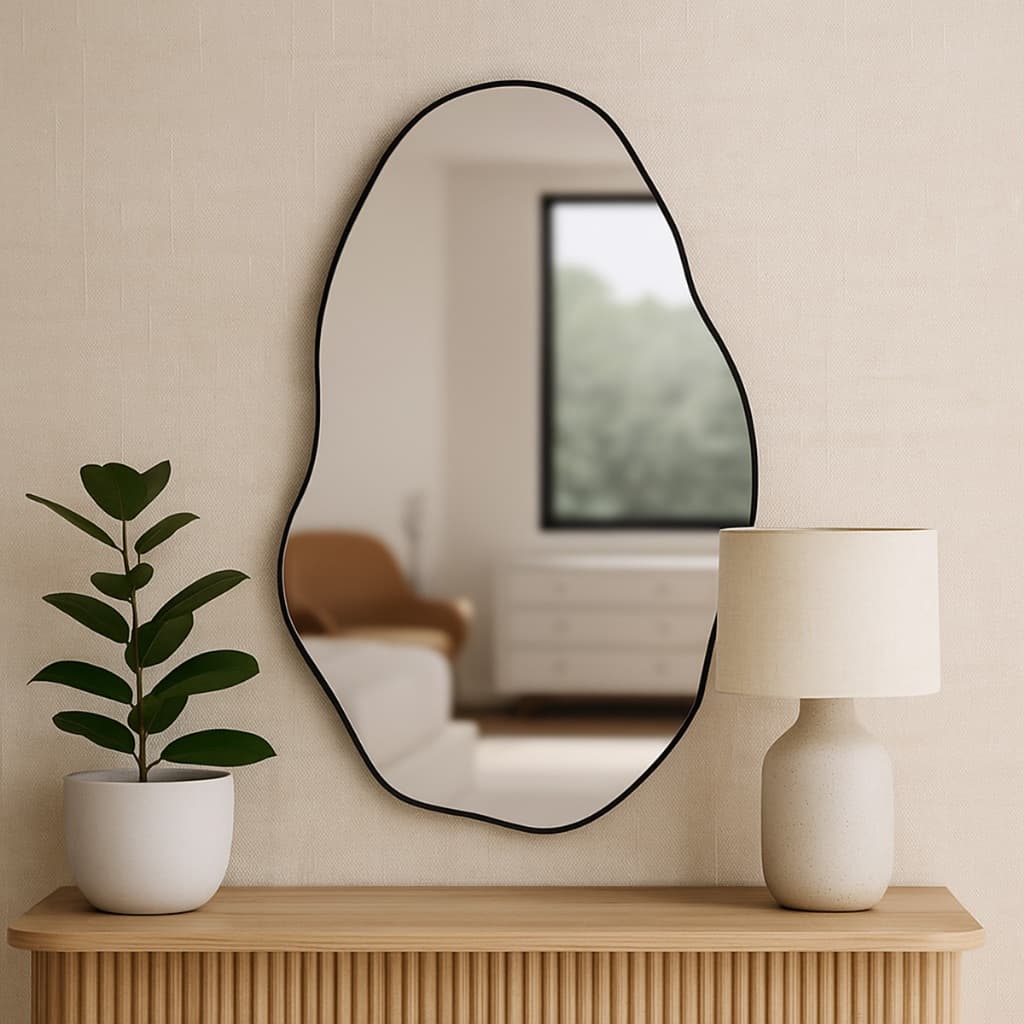 Espelho Decorativo Orgânico Pedra 50x80cm com Moldura Premium Sala Banheiro Lavabo Quarto