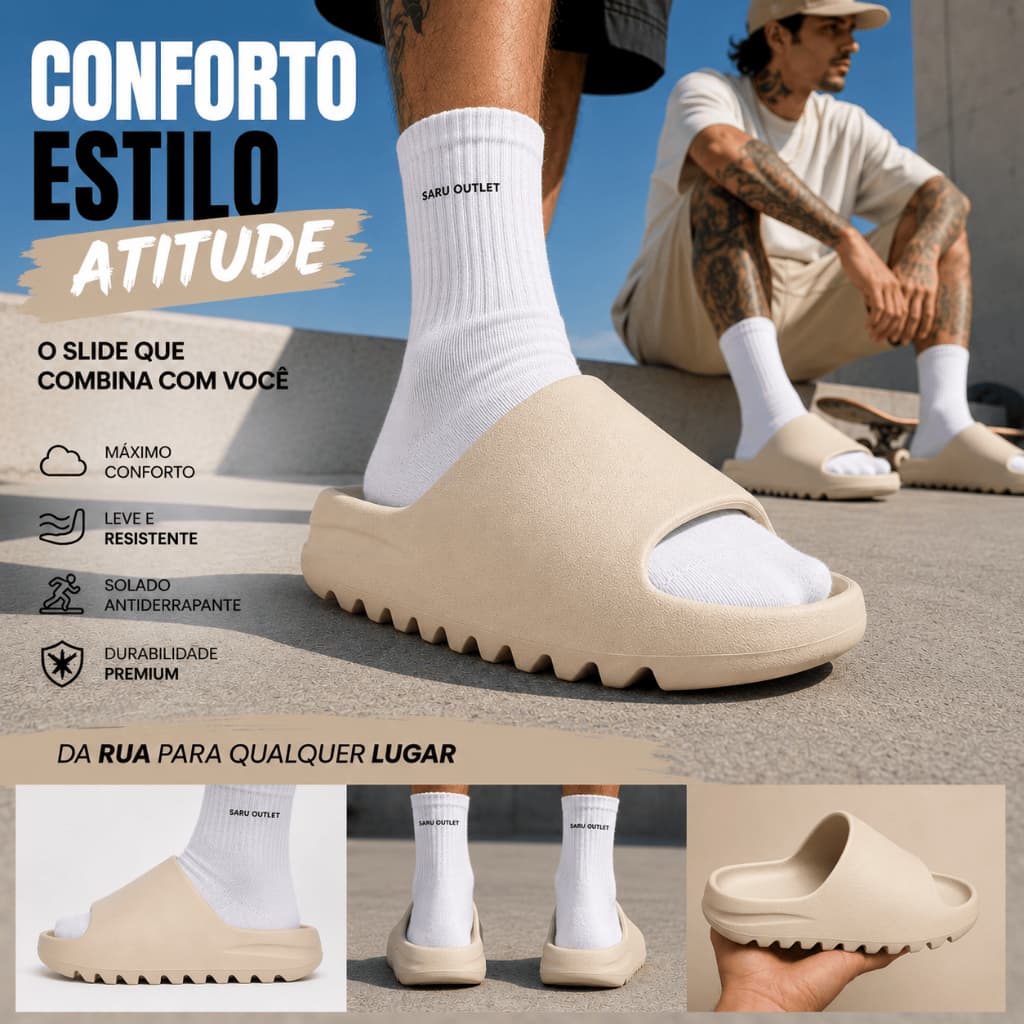 Chinelo Nuvem Slide Tratorado Slide Super Leve Macio Flexível Qualidade 34 ao 45