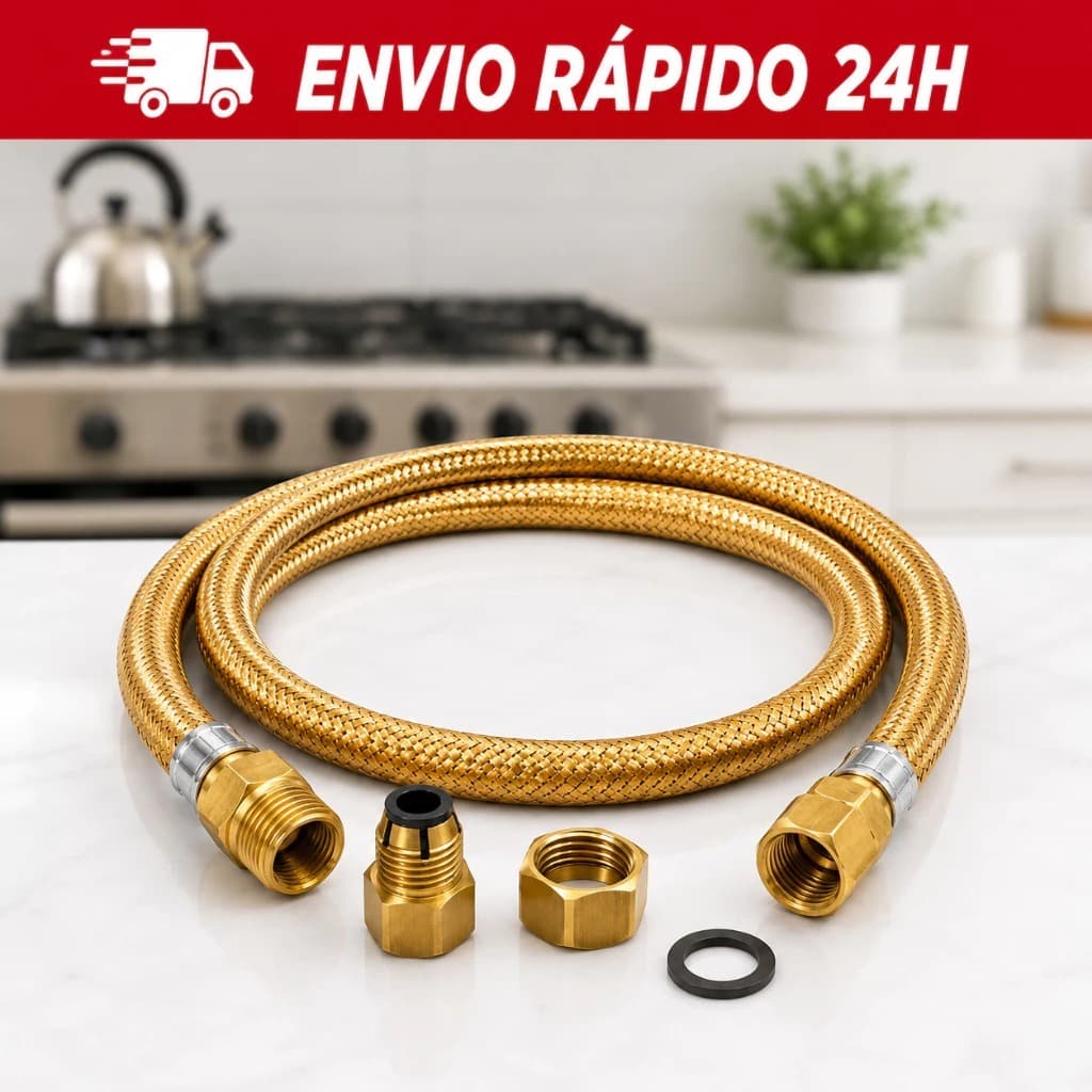 Kit Mangueira De Gas Cobre Adaptador Instalação 60cm 1m 1,20m e 2 metros Metalica Encanado Botijão
