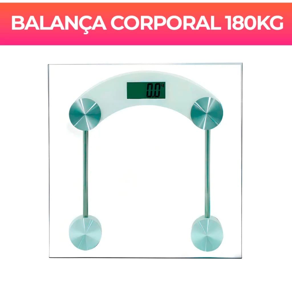 Balança Corporal Transparente Quadrada Digital Até 180kg Com Vidro Temperado Premium - OliverHome