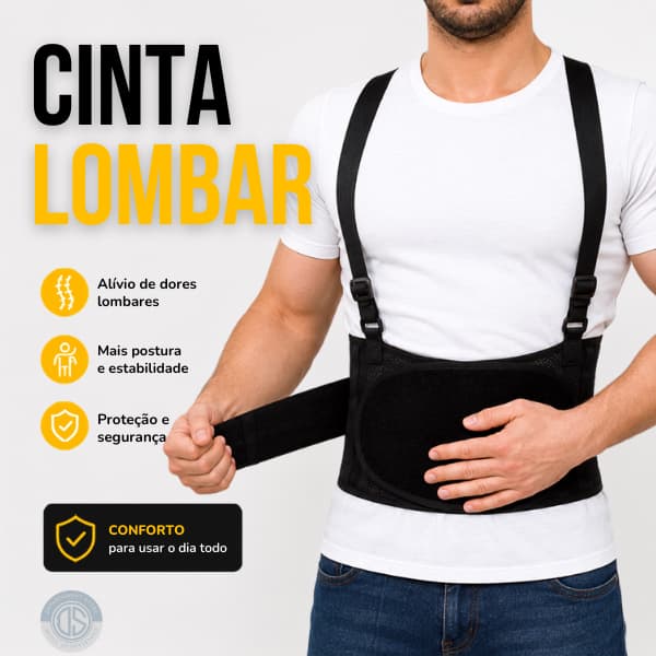 Cinta Lombar Ortopédica com Suporte | Ajustável para Coluna, Trabalho, Academia e Uso Diário