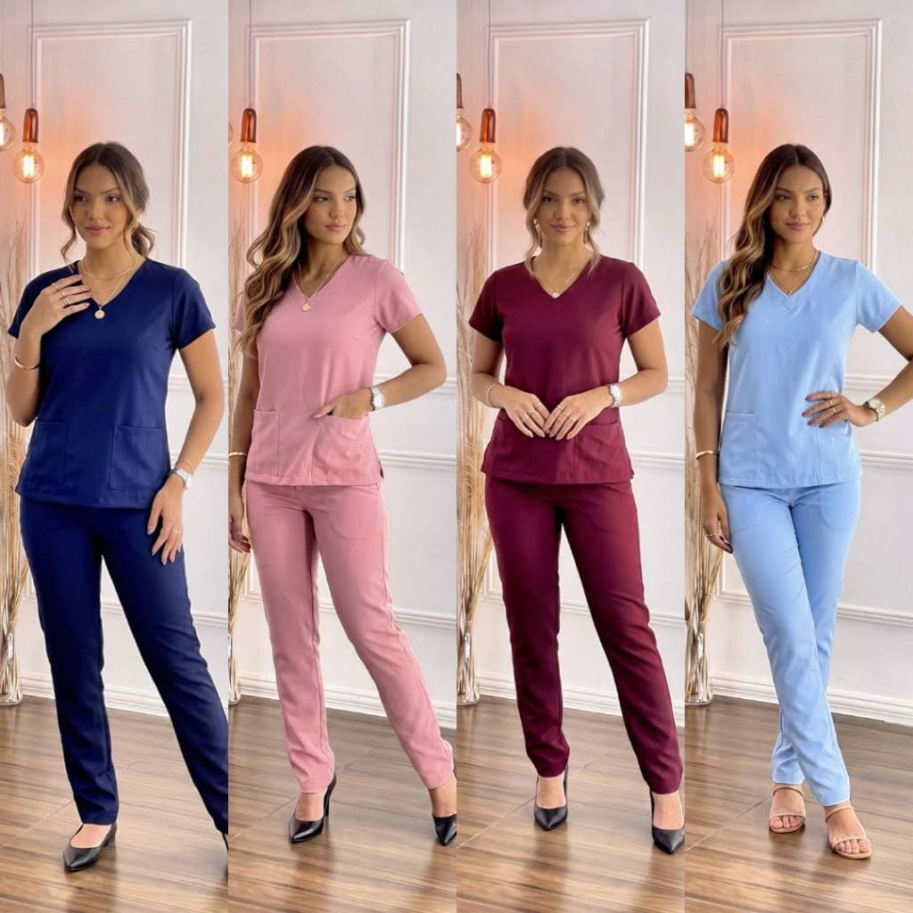 Conjunto Feminino Scrub Pijama Cirurgico Titi Super Acinturado