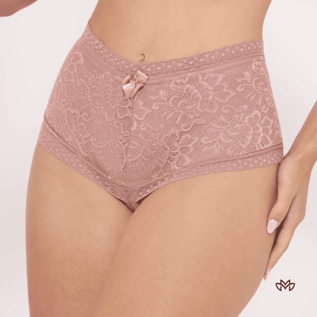 Kit 5 Calcinha Feminina Pala Alta Rendada Conforto Em Algodão Cintura Alta Modeladora