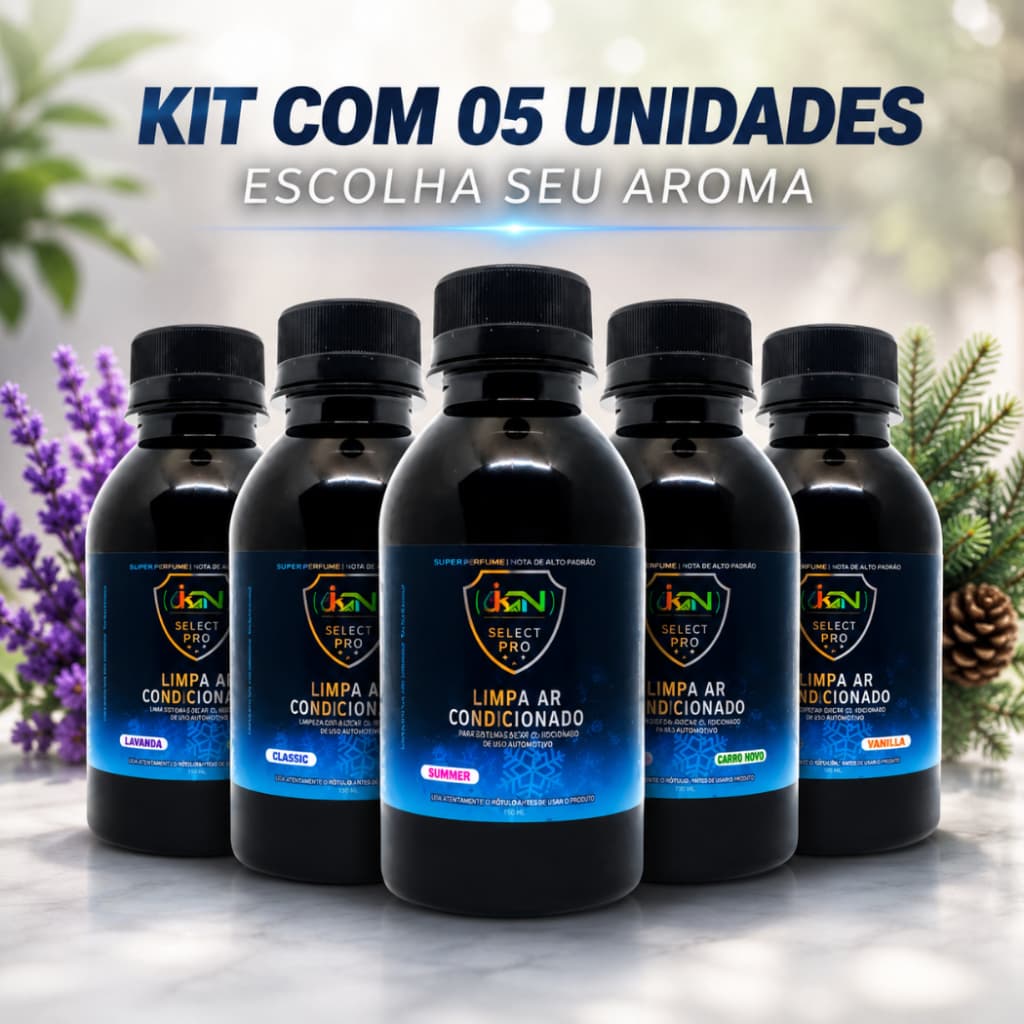 Limpa Ar Condicionado Automotivo KN Select Pro Elimina Odores e Higieniza o Sistema Kit 5 Unidades