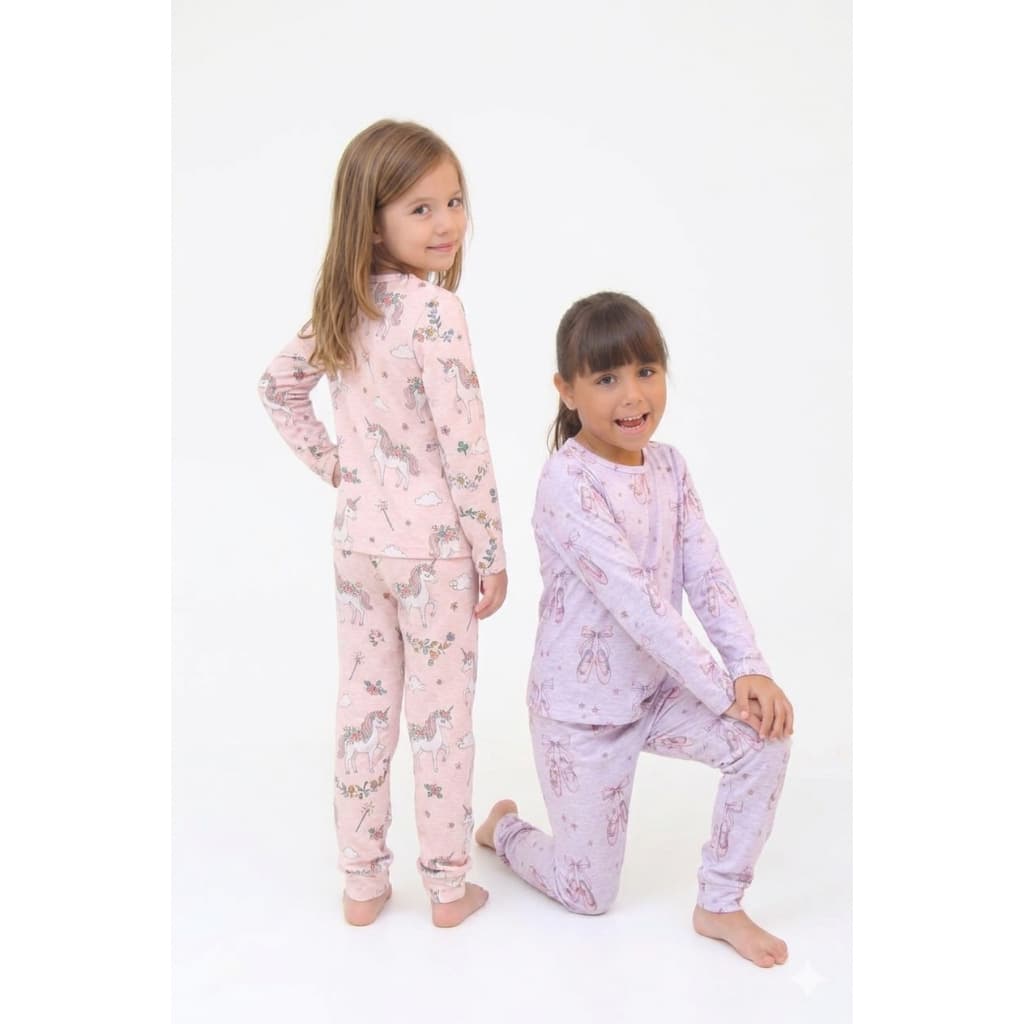 Pijama manga longa infantil e juvenil , feminino estampados