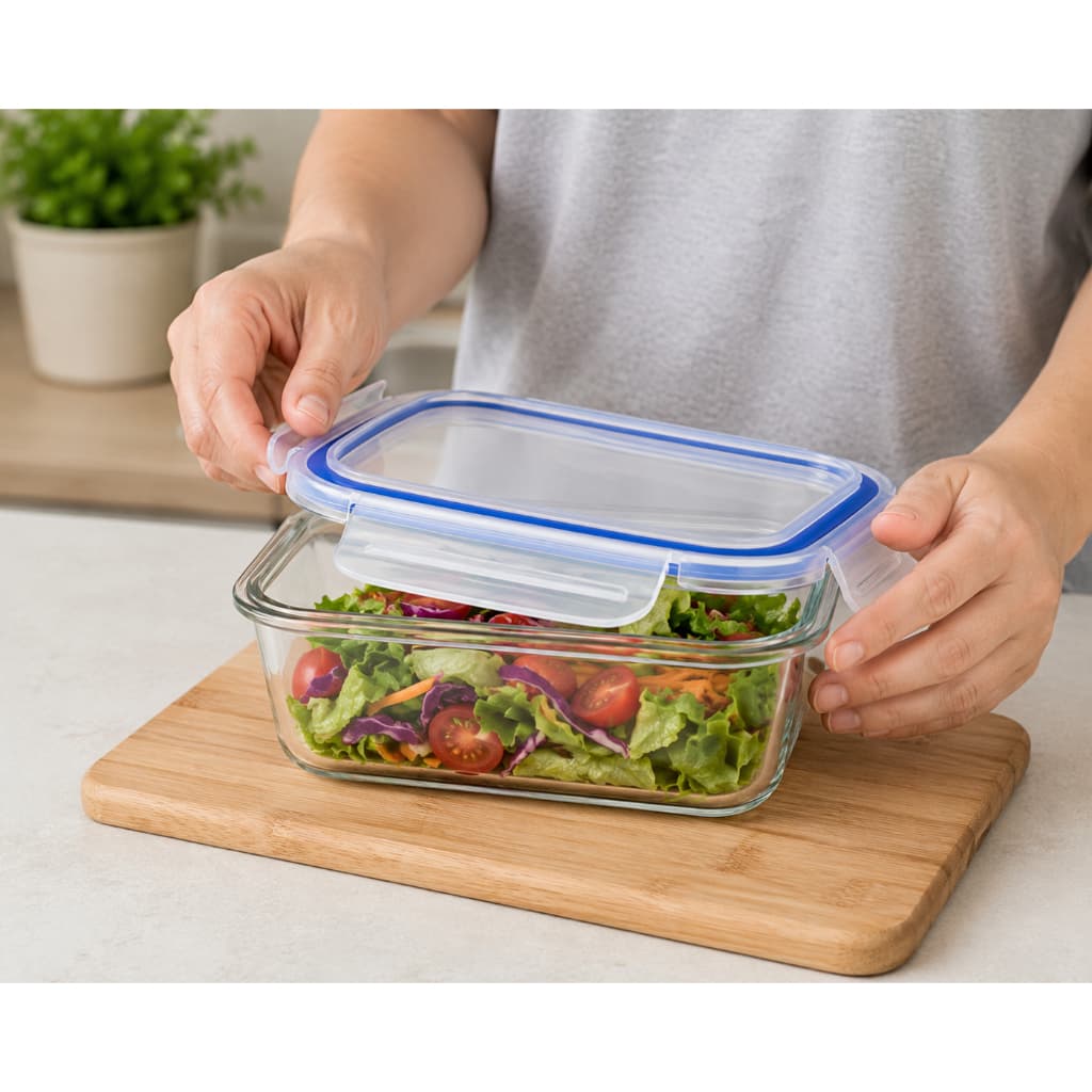 Pote de Vidro Super Resistente Hermético Retangular com Tampa Ideal para Alimentos - 640ml