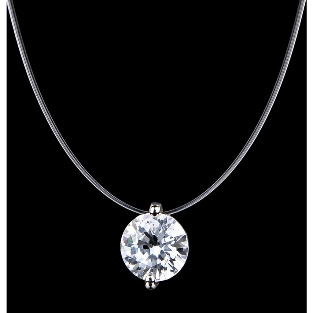 Colar Gargantilha Feminina Fio Invisível Nylon com Strass Cristal | Colar Ponto de Luz Delicado e Elegante