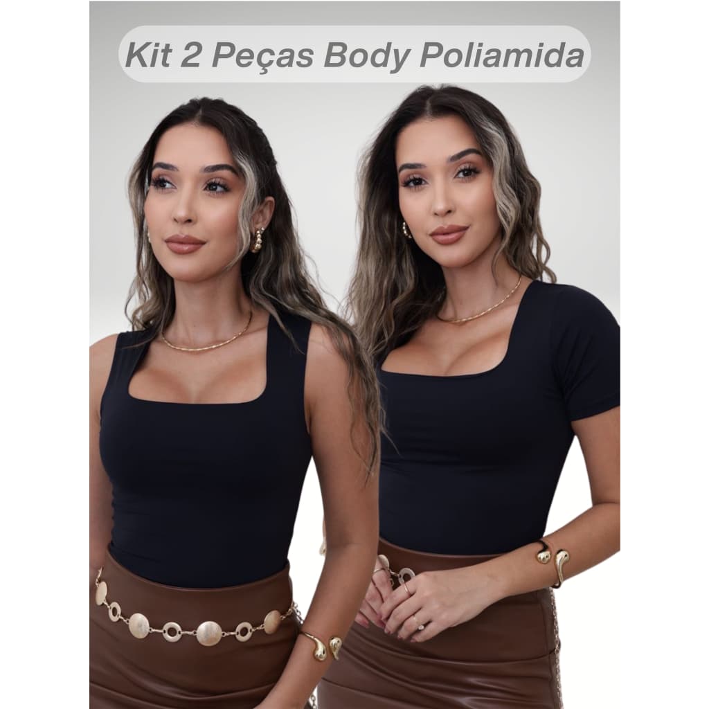 Body Feminino Kit 2 Peças Body de Manga Poliamida Premium  com Elastano com Numeração 36 ao 42