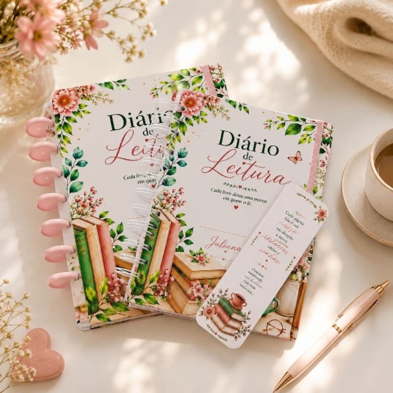 Diário de Leitura Personalizado | Wire-o ou Discos | Presente para Leitores