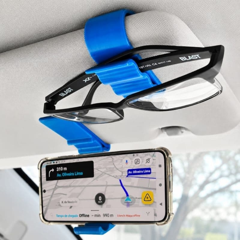 Kit Porta Óculos e Suporte para Celular Automotivo 2 em 1 🚗📱🕶️
