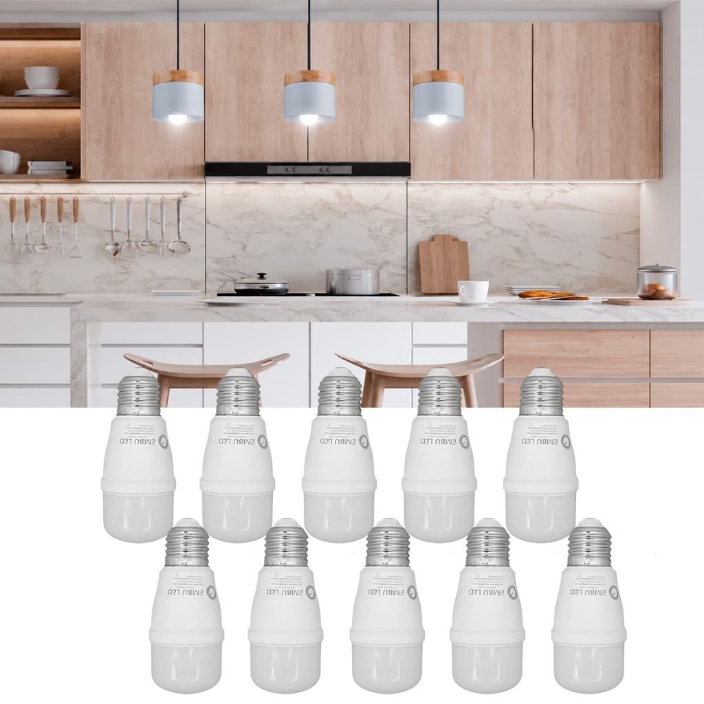 Kit 10 Lâmpadas LED bULBO E27 9W 6500K Branco Frio Bivolt Econômica para Luminária Lustre Casa Escritório