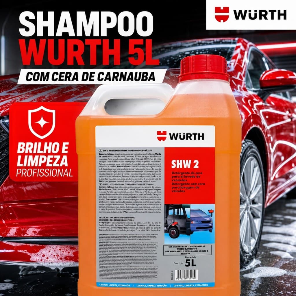 Shampoo Automotivo Wurth 5L Com Cera De Carnaúba SHW2