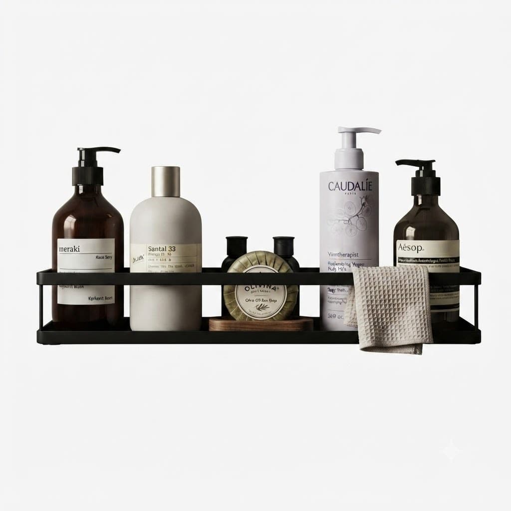 SUPORTE PORTA SHAMPOO SABONETE PRATELEIRA BANHEIRO PAREDE GRANDE REFORÇADO COR PRETO