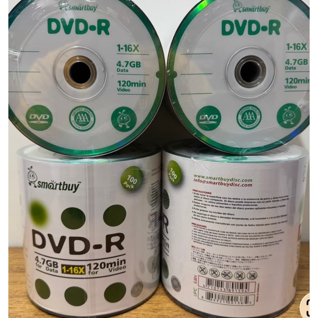 DVD-R SMARTBUY 4.7GB 1-16X 120 MINUTOS.COM LOGO VERDE.
