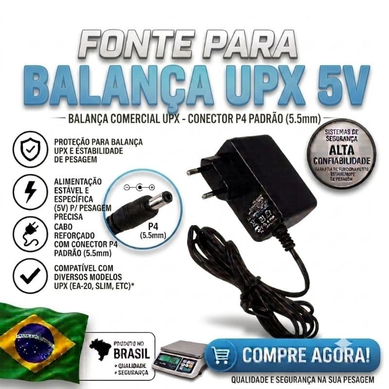 Fonte de Alimentação Bivolt para balança UPX 5v