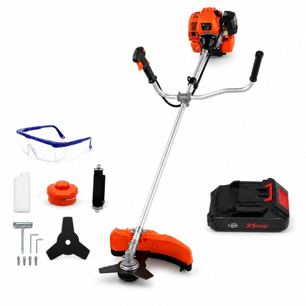 Roçadeira Profissional A Gasolina 78cc Partida Eletrica A Botao Com Bateria Externa Recarregavel Corte Mato Capim Lote