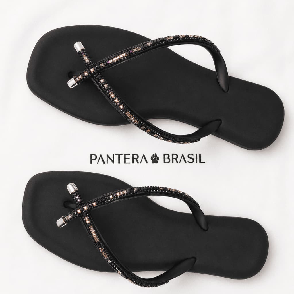 Chinelo Feminino Jade com Strass Palmilha em Courino e Sola Micro Expandido