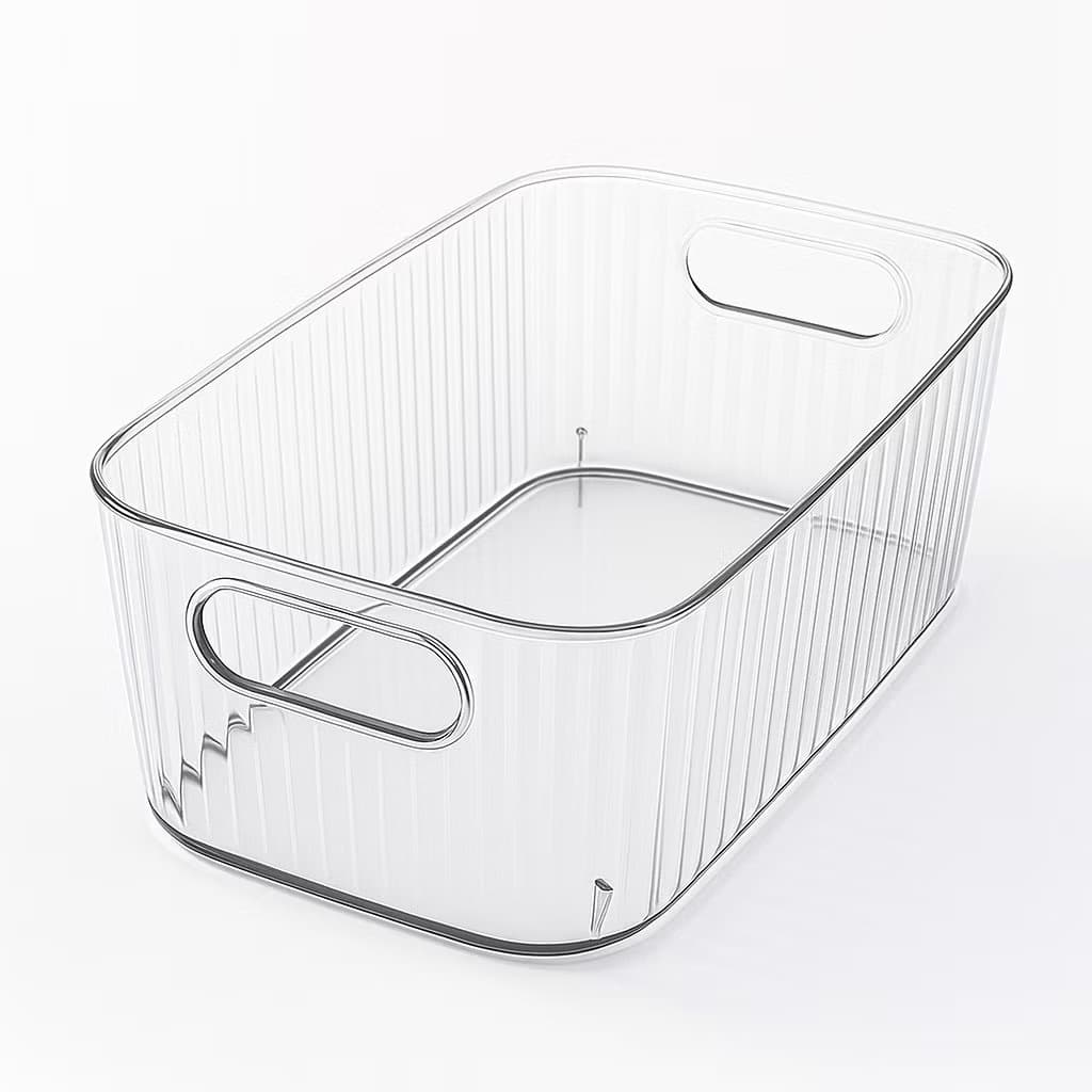 Kit Caixa de Armazenamento Decorativa Transparente Com Alça Organizador Banheiro Cozinha Multiuso