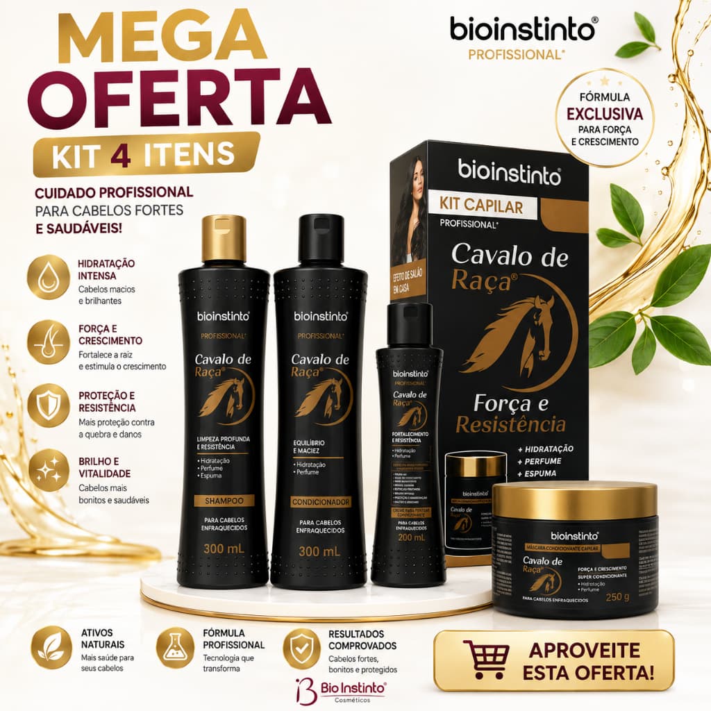 Kit Força e  Auxilia Crescimento Capilar Cavalo de Raça Bio Instinto