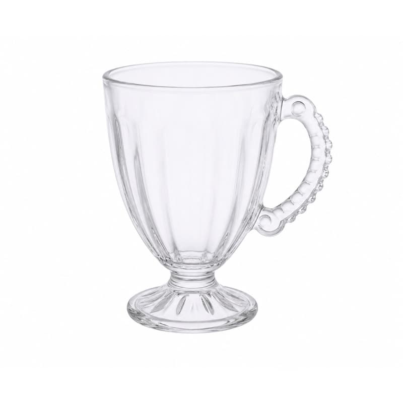 Xícara de Vidro Transparente 190ml com Pé e Alça – Elegante para Café, Cappuccino, Chá e Chocolate Quente