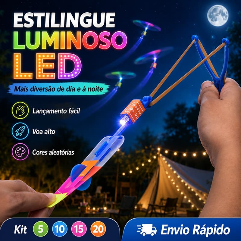 Kit 5-20 Estilingue LED Avatar Voador Foguete Helicóptero Luminoso Infantil