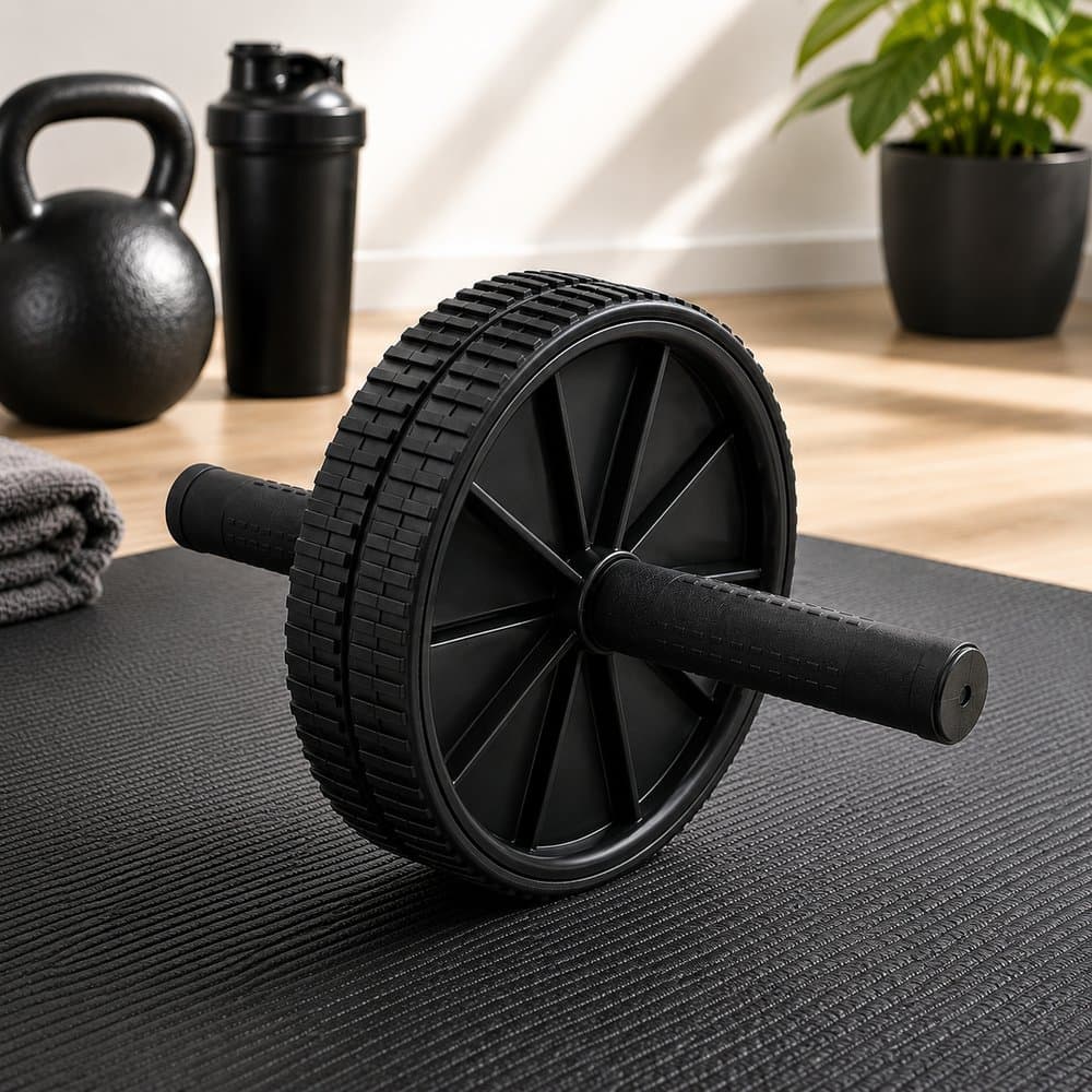 Roda Abdominal Dupla com Pegadores Antiderrapantes para Exercícios de Core, Abdômen e Musculação