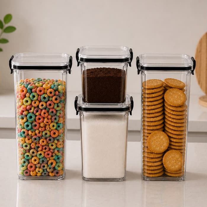 Kit Potes Herméticos Organizador De Mantimentos Transparente Com Travas BPA Free