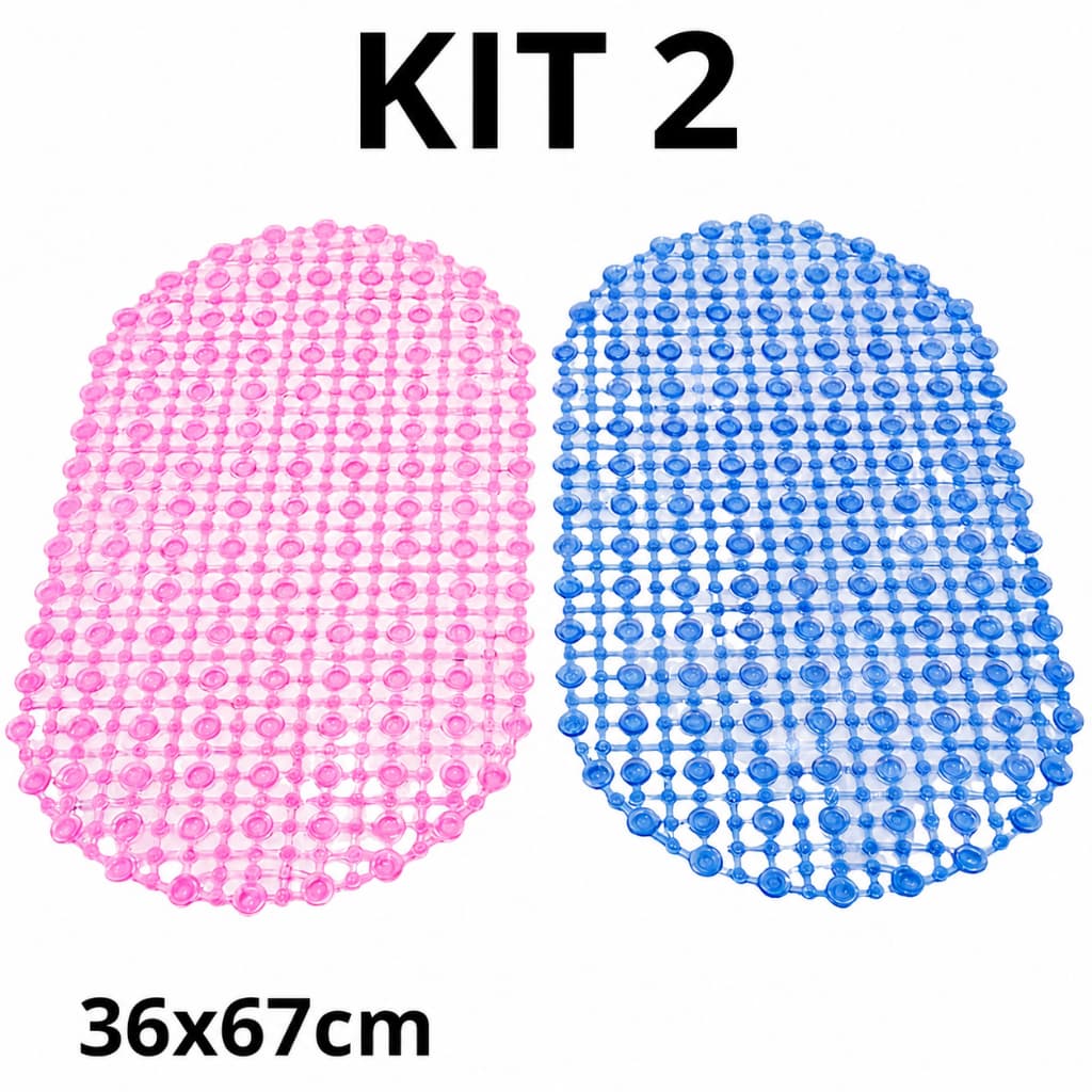 Kit 02 Tapete Antiderrapante Banheiro PVC Box Chuveiro Lavável Segurança Antideslizante