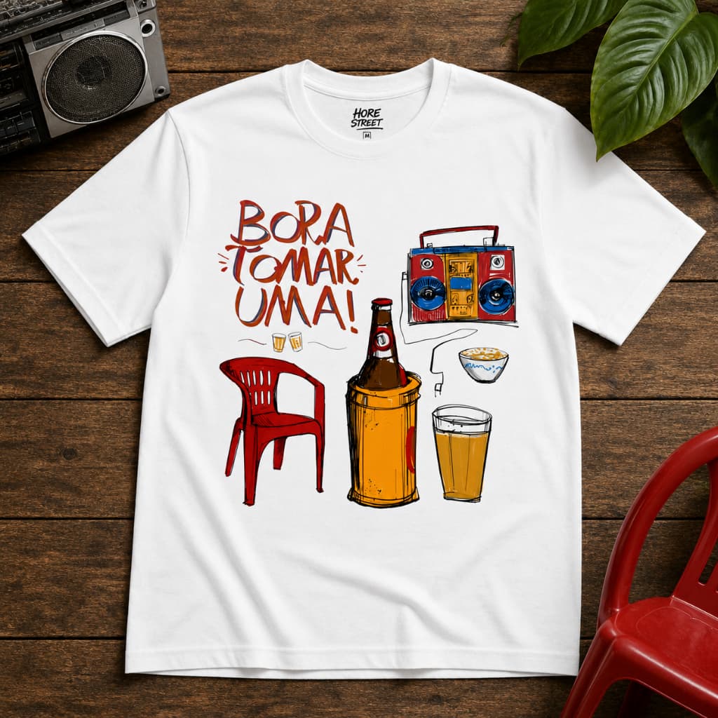 Camiseta T-Shirt Feminina Bora Tomar Uma Cerveja Bar Estampada - Frases Engraçadas