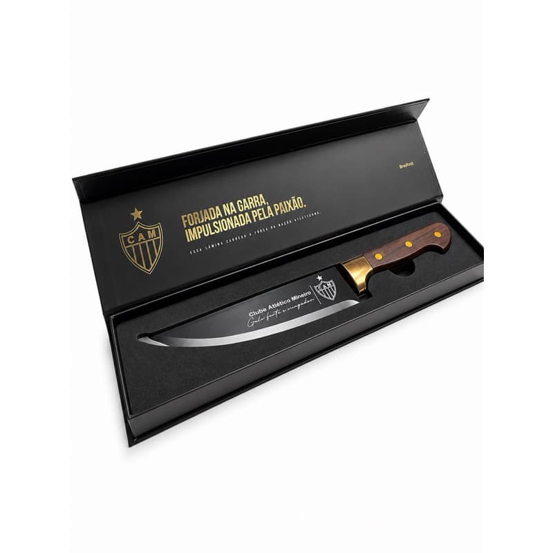 Faca Steel Gold Atletico-MG Oficial Licenciada Brasfoot Aço Inoxidável Colecionável